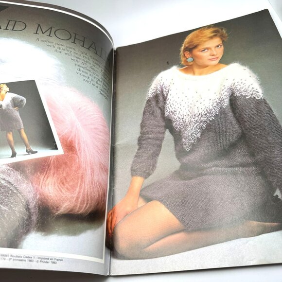 Vtg 83 Phildar Mailles Fashion Knitting Magazine France Mohair Sweaters Cardigan - Picture 14 of 14